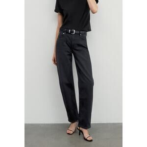 AYR The Getup Barrel Leg Jeans 27S Black Film Noir Denim High Rise